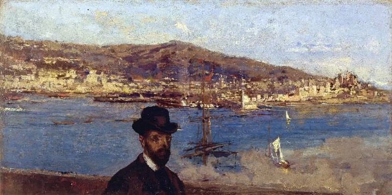 Veduta del porto di Genova con ritratto maschile - Accademia Carrara, Bergamo
